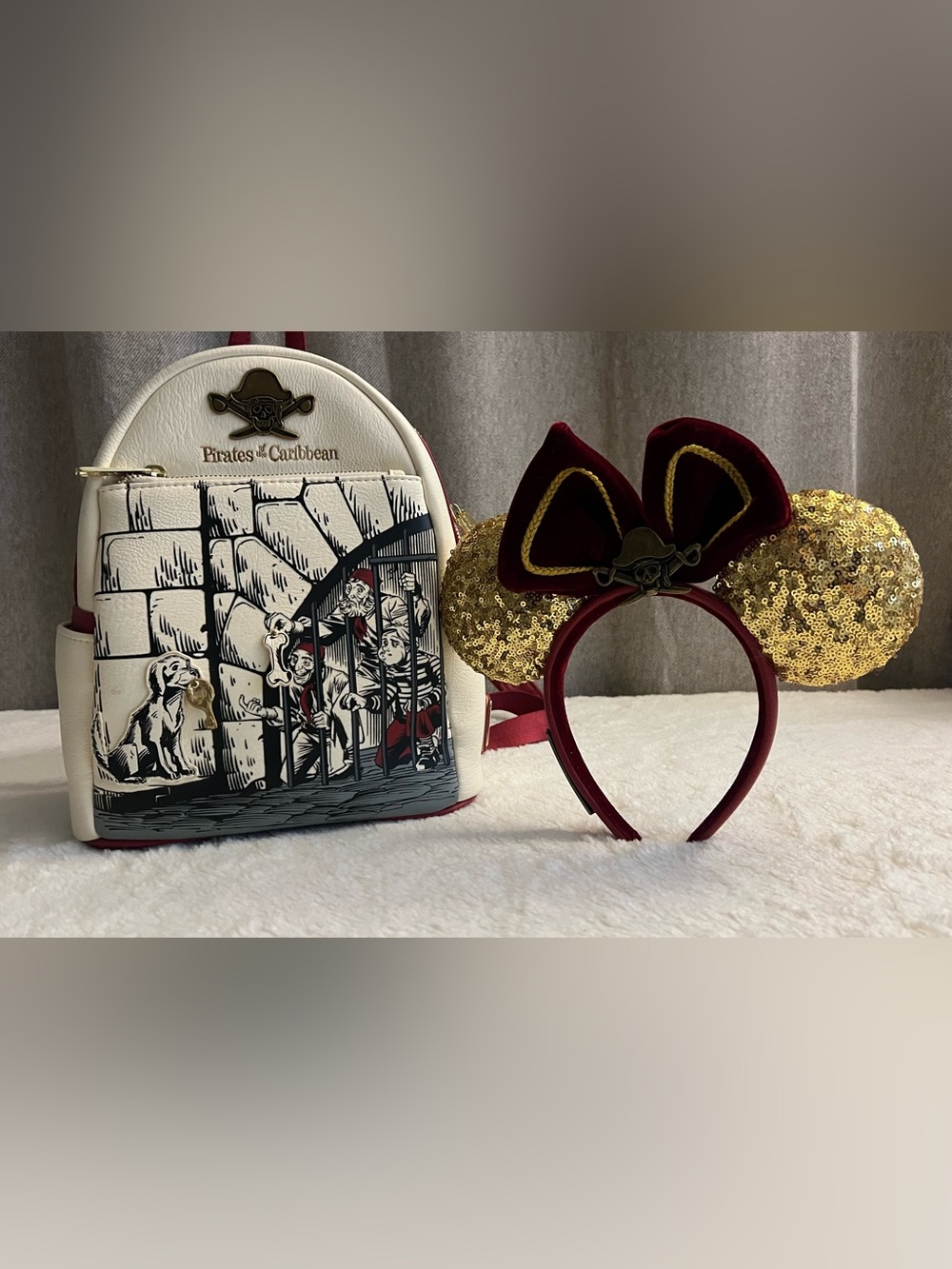 Loungefly Disney Pirates of the Caribbean Sequin Ear Headband - Burgundy & Gold